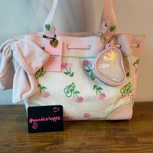 Juicy Couture Handbags - New Juicy Couture Cherry Gelato Retro Light Pink Daydreamer Tote Handbag Y2K
